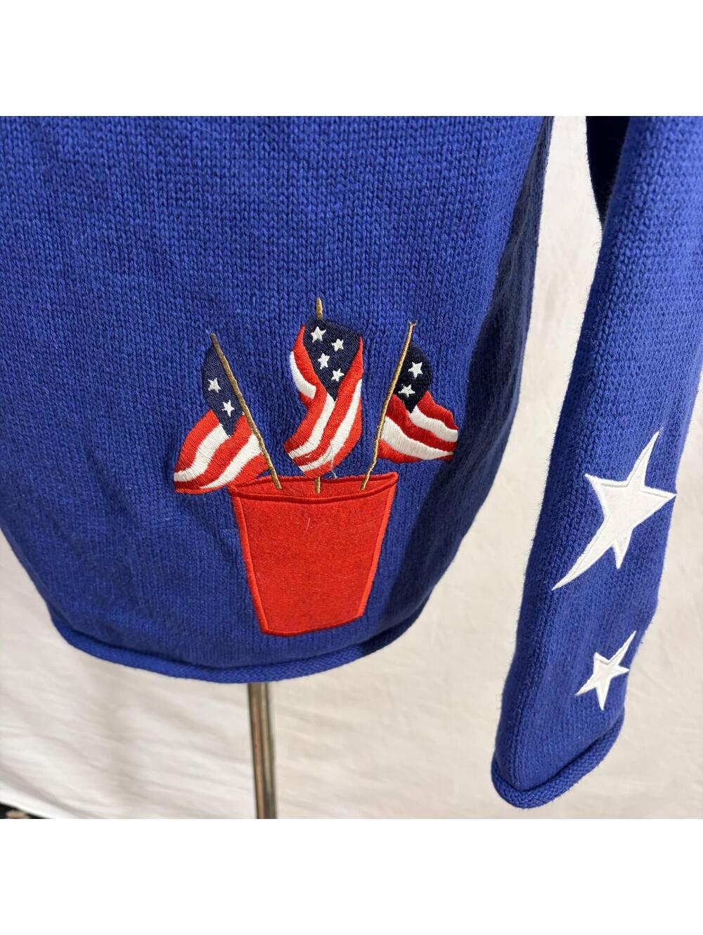 Patriotic American Flag knit cardigan size medium vintage 90s by Quacker Factory - Picture 5 of 6